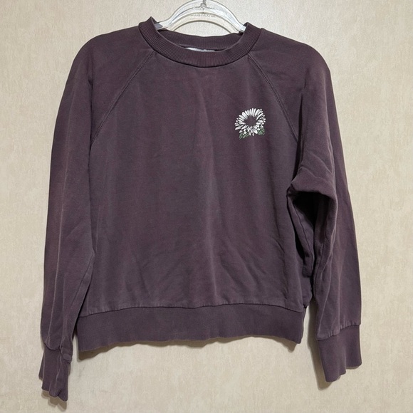 ONeill Sweatshirt Brown Floral Crew Neck Casual Beachy Boho Pullover Sweatshirt - Picture 2 of 5